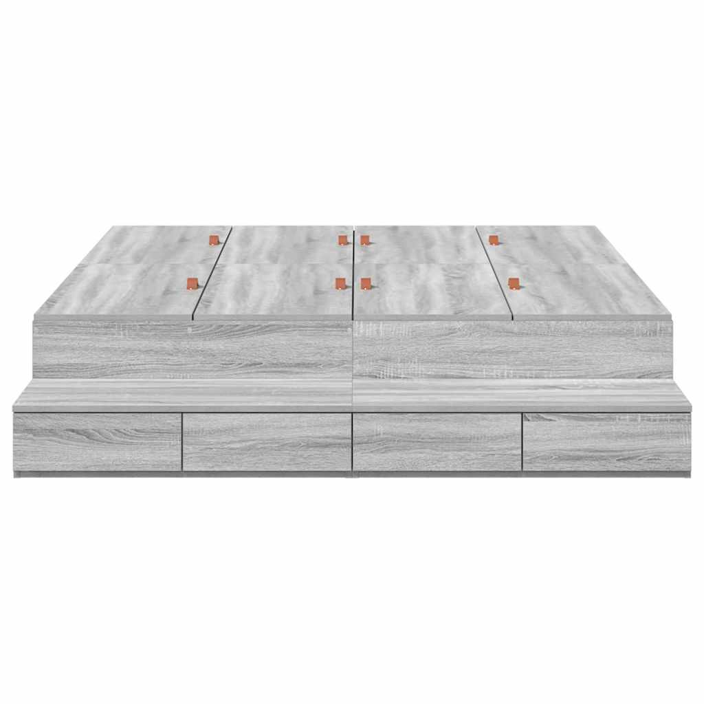 Storage Bed Frame Grey Sonoma 160 cm Engineered Wood