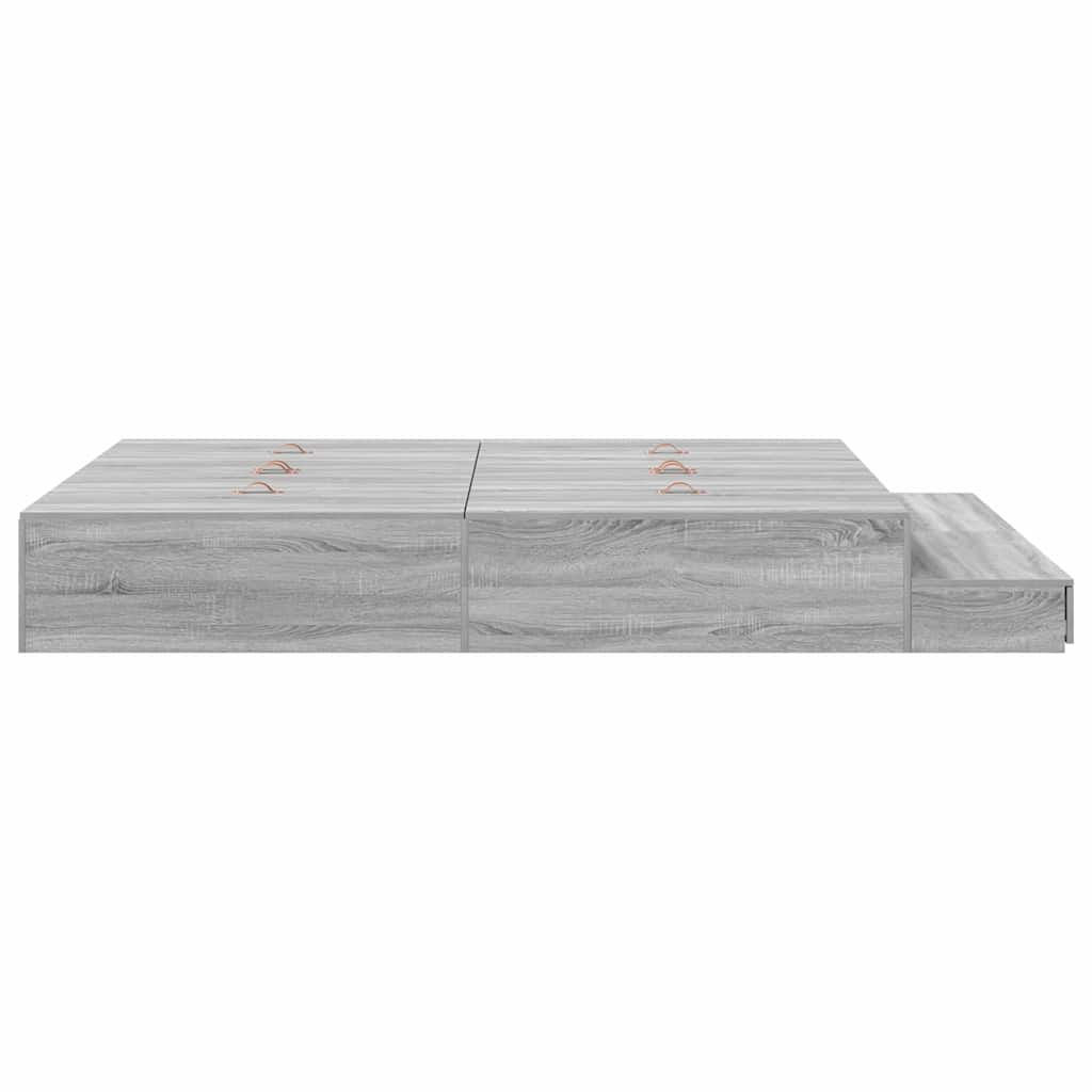 Storage Bed Frame Grey Sonoma 160 cm Engineered Wood