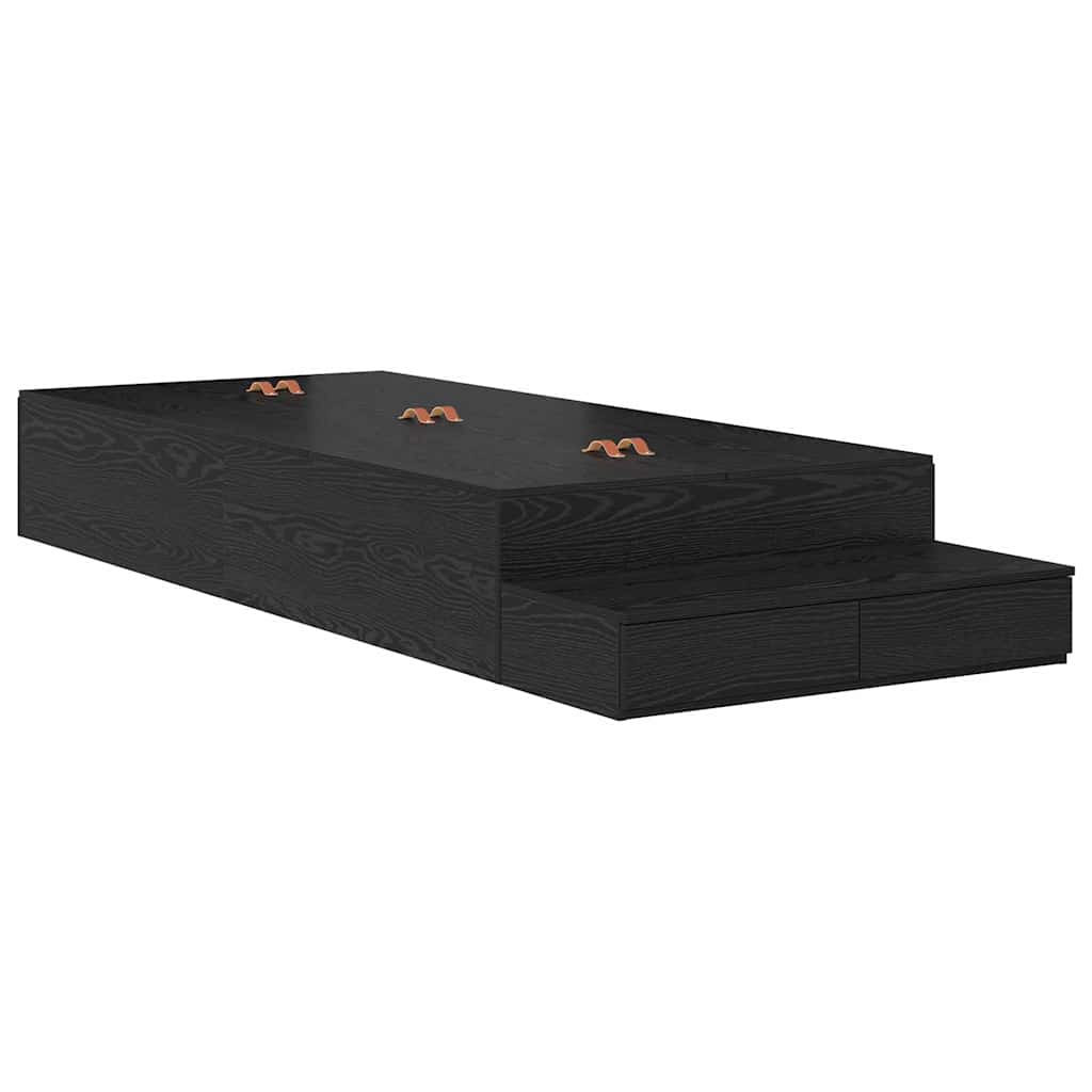 Storage Bed Frame with Drawer Black Oak 90 cm Engineered Wood