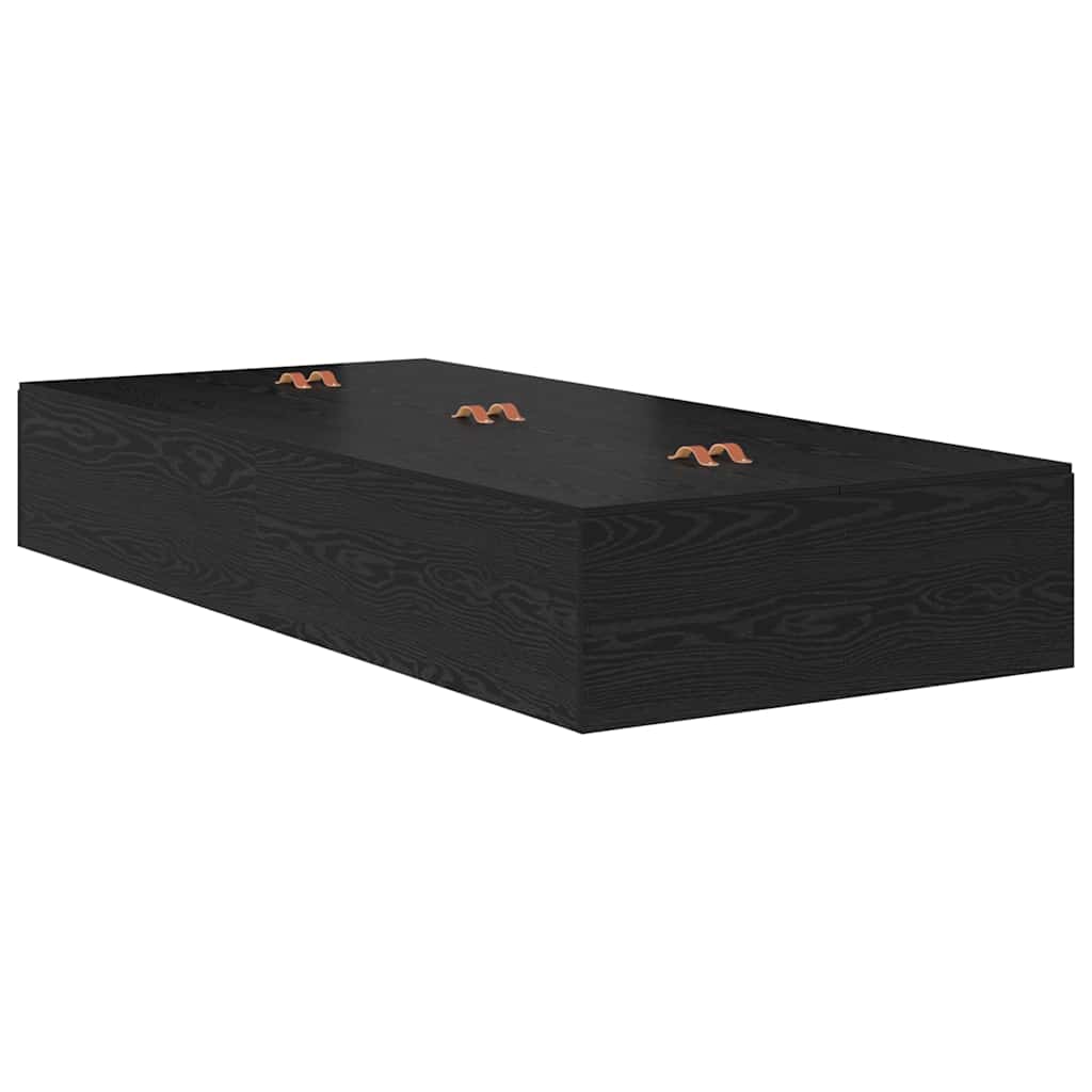 Storage Bed Frame with Drawer Black Oak 90 cm Engineered Wood