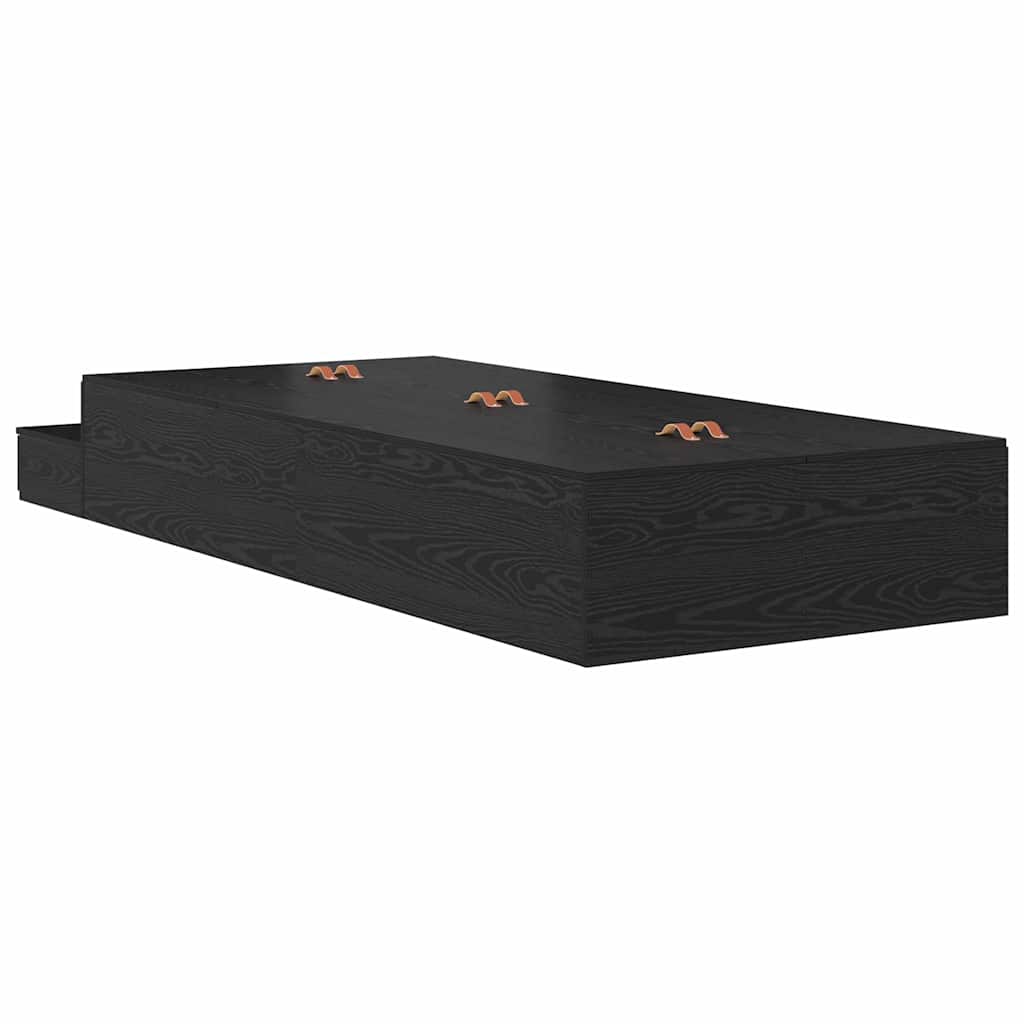 Storage Bed Frame with Drawer Black Oak 90 cm Engineered Wood