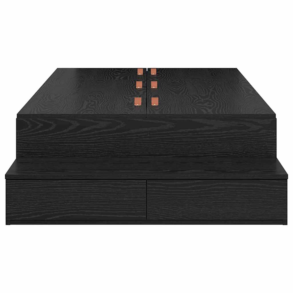 Storage Bed Frame with Drawer Black Oak 90 cm Engineered Wood