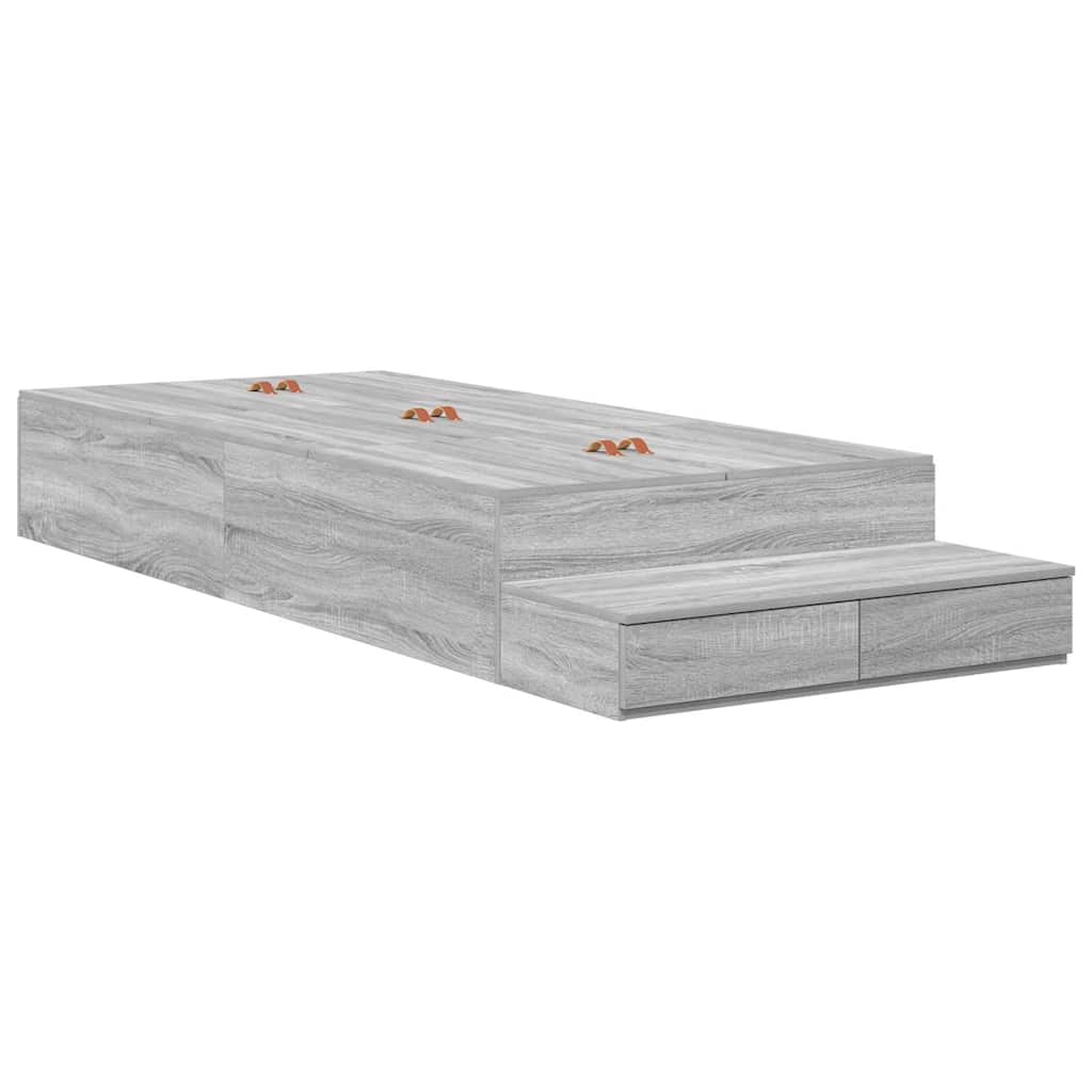 Storage Bed Frame with Drawer Grey Sonoma 75 cm Engineered Wood