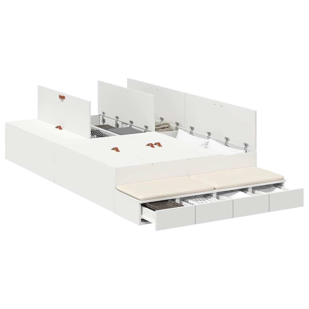 Storage Bed Frame with Drawer White 120 cm Engineered Wood