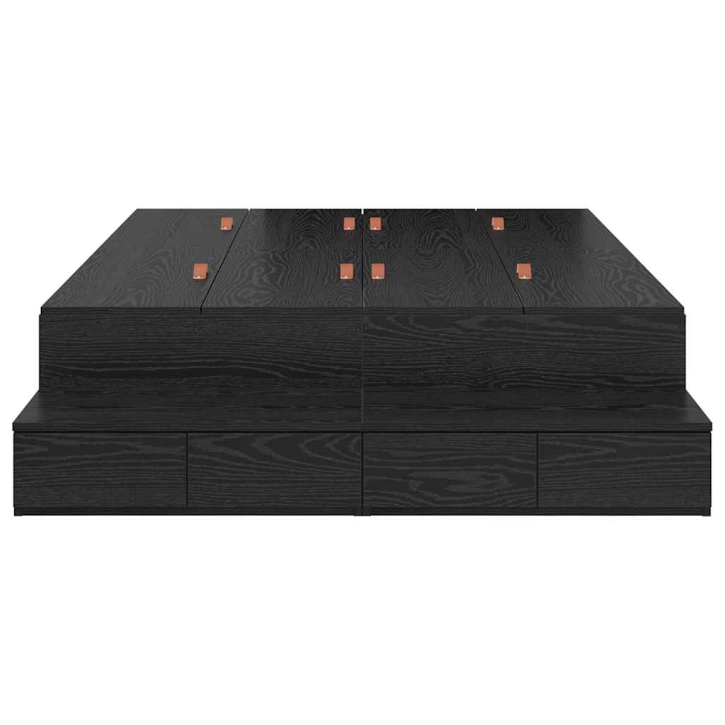 Storage Bed Frame with Drawer Black Oak 120 cm Engineered Wood