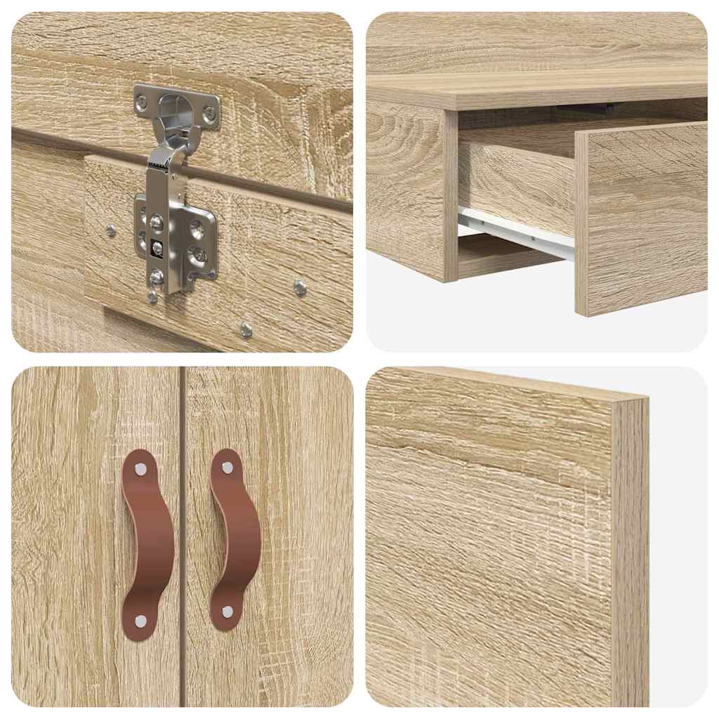 Storage Bed Frame with Drawer Sonoma Oak 120 cm Engineered Wood