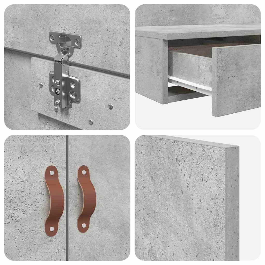 Storage Bed Frame Concrete Grey 120 cm Engineered Wood