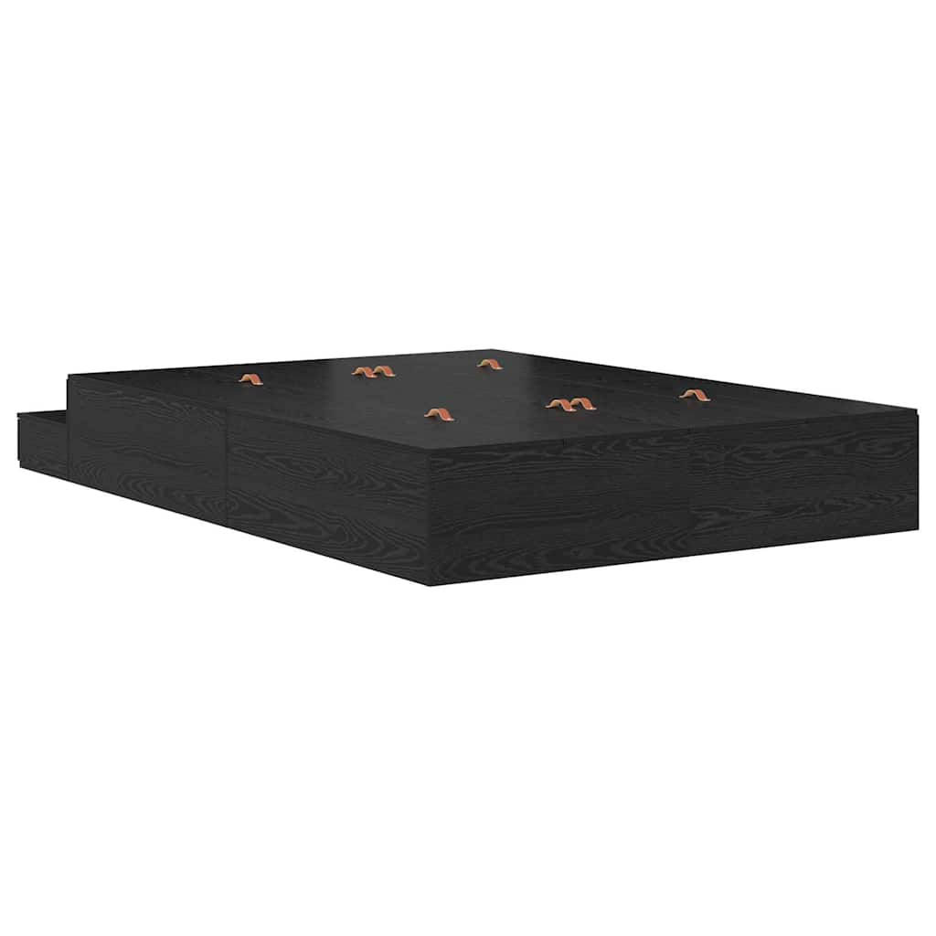 Storage Bed Frame with Drawer Black Oak 140 cm Engineered Wood