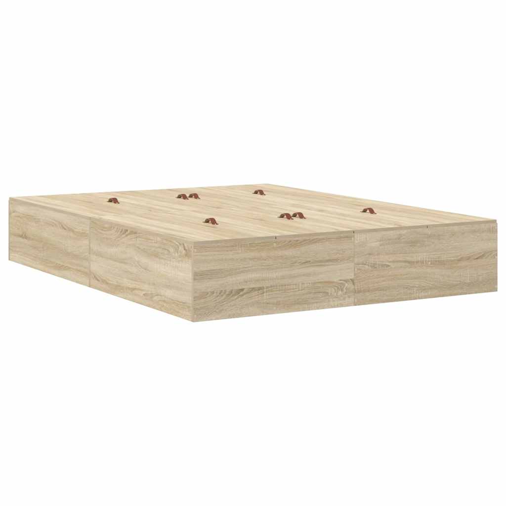 Storage Bed Frame with Drawer Sonoma Oak 140 cm Engineered Wood