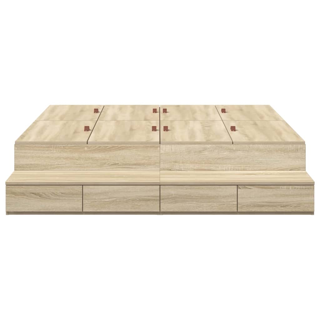 Storage Bed Frame with Drawer Sonoma Oak 140 cm Engineered Wood
