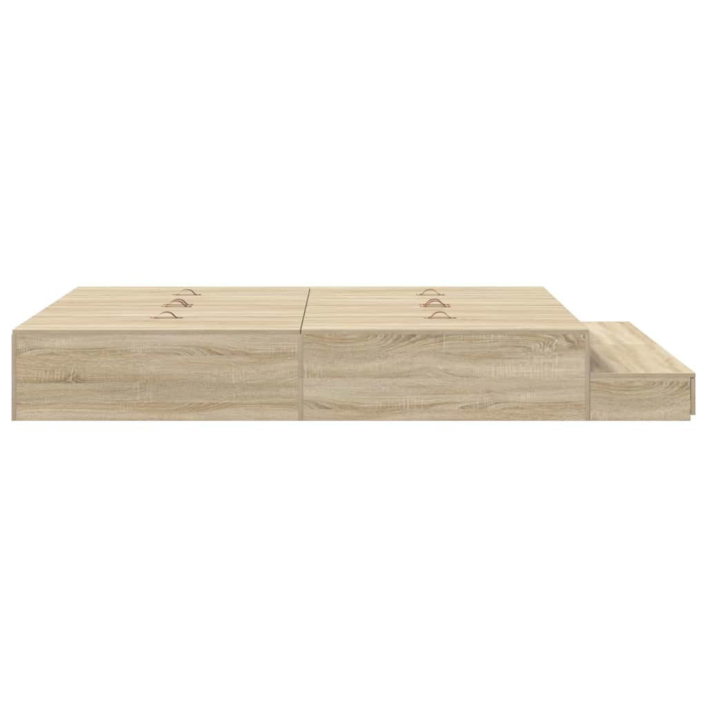 Storage Bed Frame with Drawer Sonoma Oak 140 cm Engineered Wood