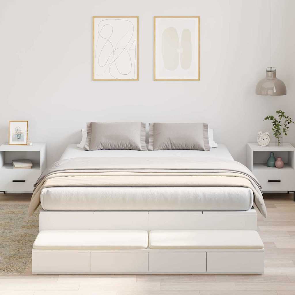 Storage Bed Frame with Drawer White 135 cm Engineered Wood