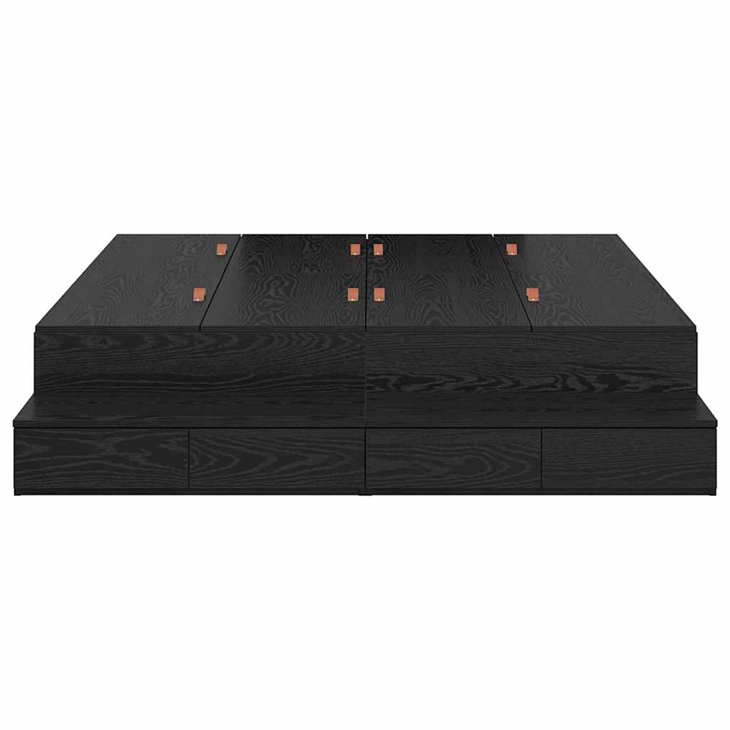 Storage Bed Frame with Drawer Black Oak 135 cm Engineered Wood