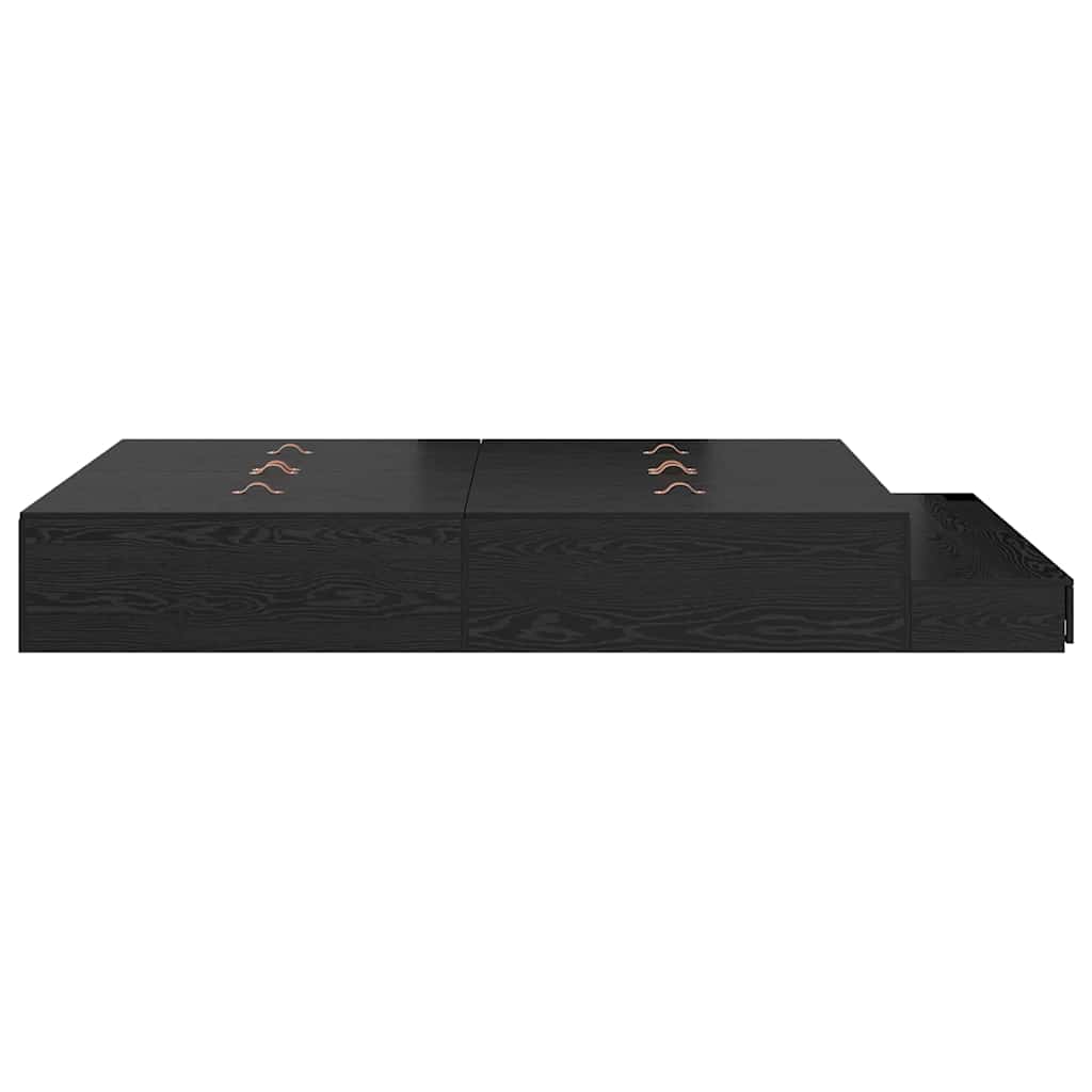 Storage Bed Frame with Drawer Black Oak 135 cm Engineered Wood