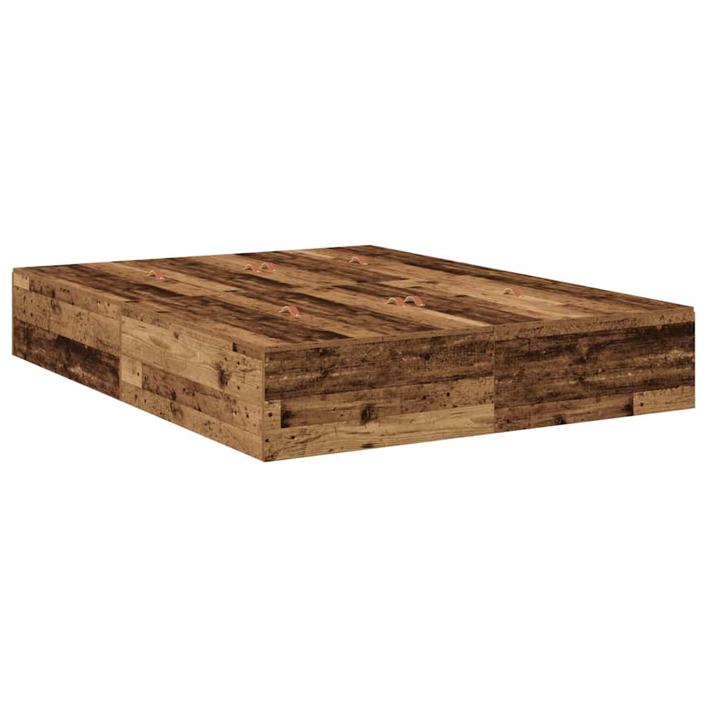 Storage Bed Frame with Drawer Old Wood 135 cm Engineered Wood