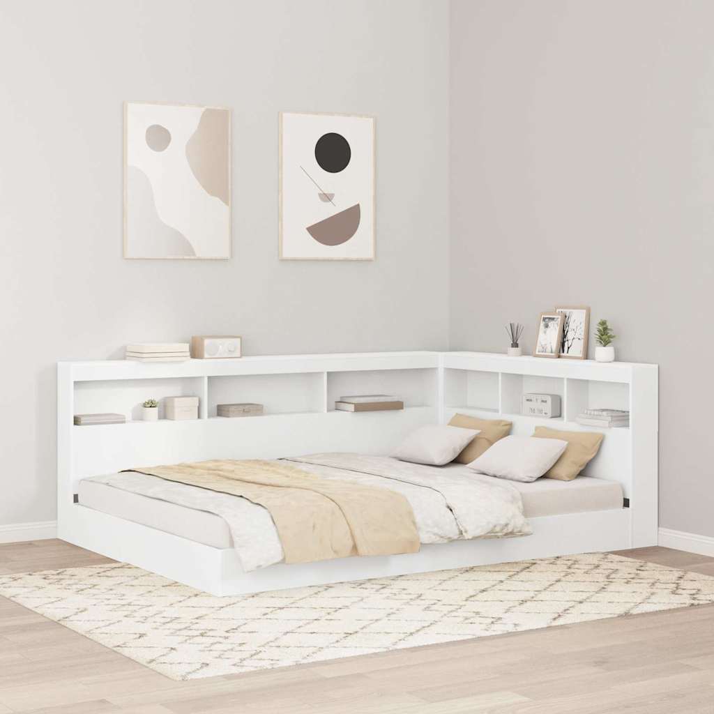 Bookcase Bed with Headboard White 150 x 200 cm Engineered wood