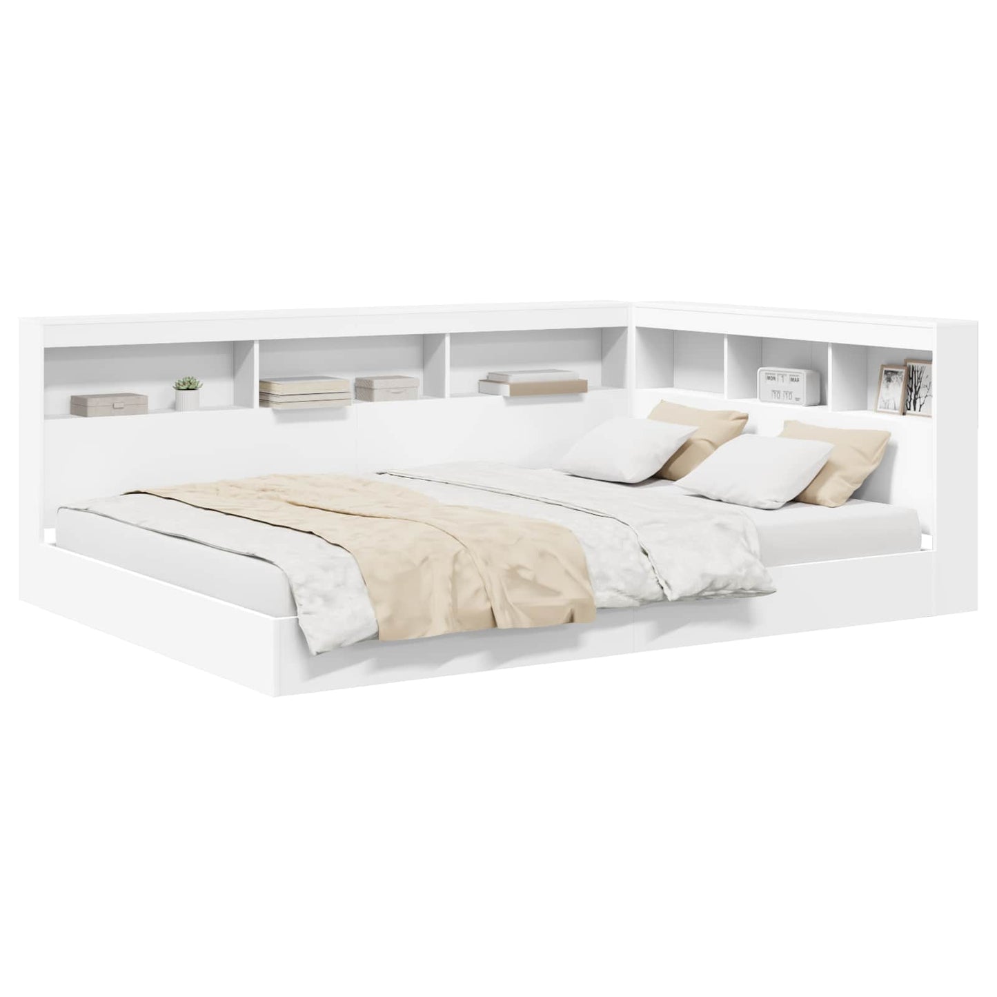 Bookcase Bed with Headboard White 150 x 200 cm Engineered wood