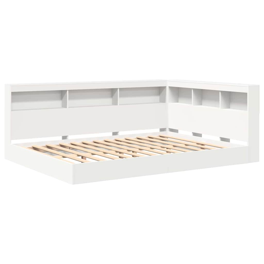 Bookcase Bed with Headboard White 150 x 200 cm Engineered wood