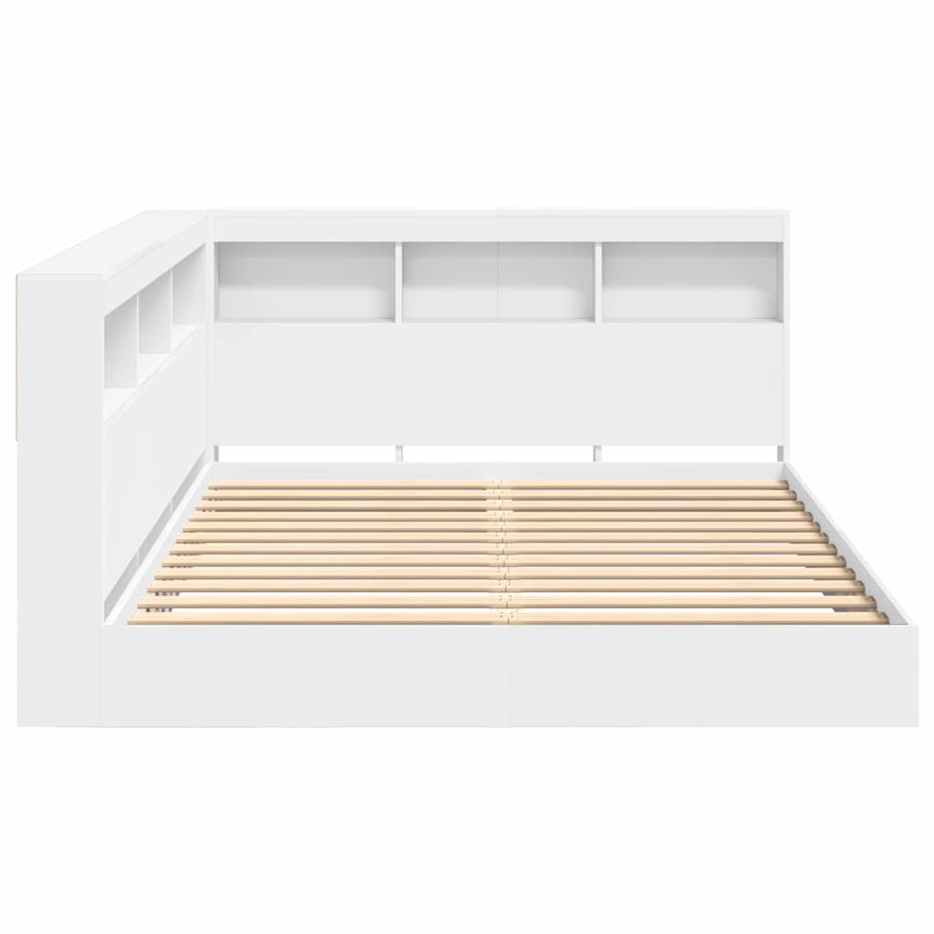 Bookcase Bed with Headboard White 150 x 200 cm Engineered wood