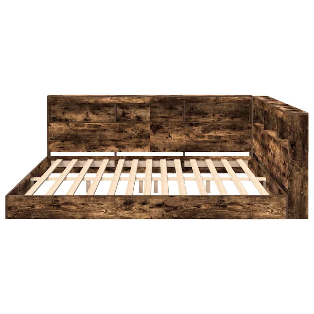Bookcase Bed Smoked oak 180 x 200 cm Engineered wood