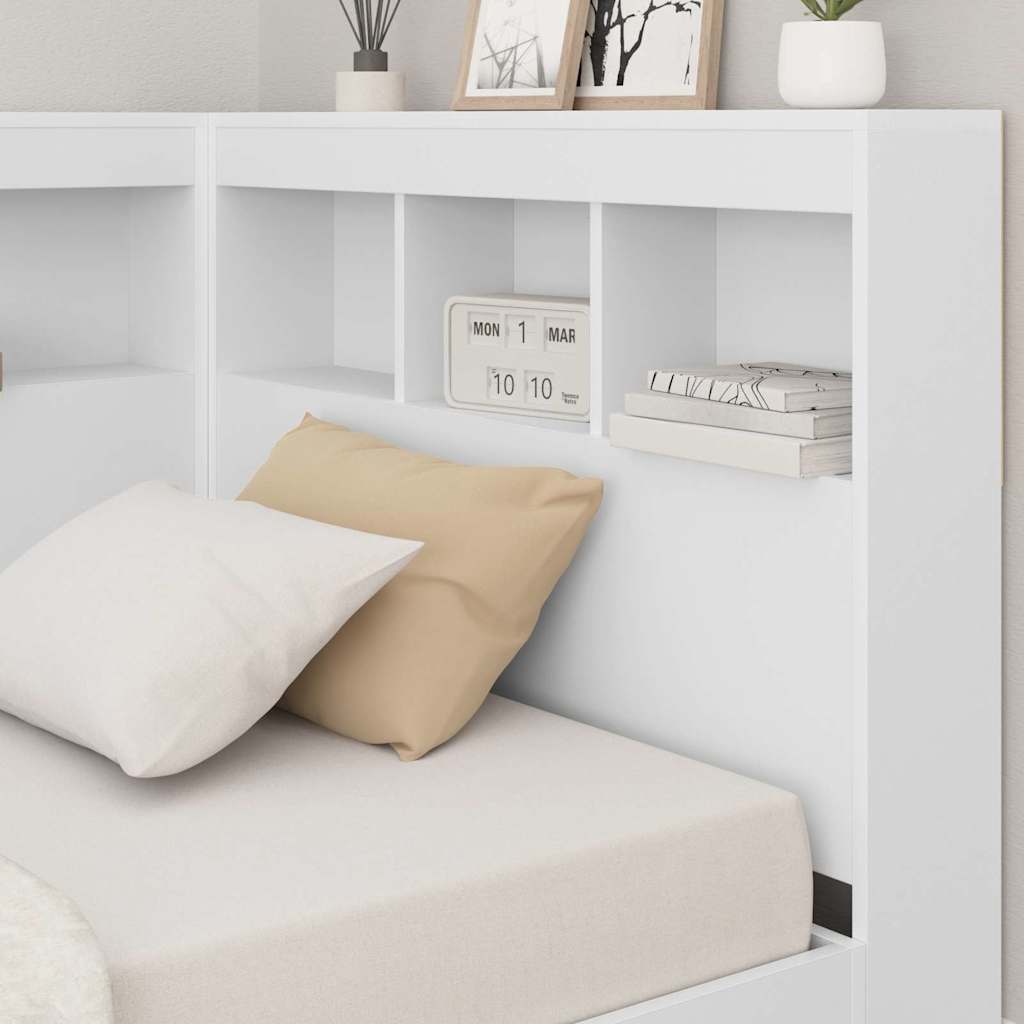 Bookcase Bed with Headboard White 90 x 190 cm Engineered wood
