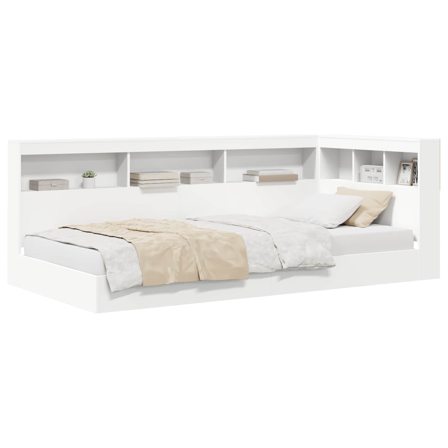 Bookcase Bed with Headboard White 90 x 190 cm Engineered wood