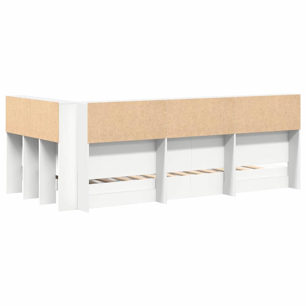 Bookcase Bed with Headboard White 90 x 190 cm Engineered wood