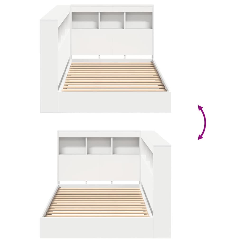 Bookcase Bed with Headboard White 90 x 190 cm Engineered wood