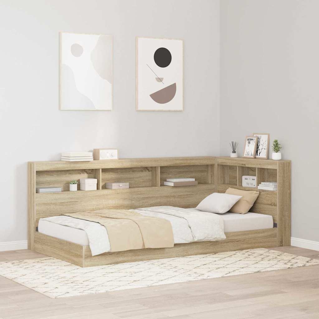 Bookcase Bed Sonoma Oak 75 x 190 cm Engineered wood