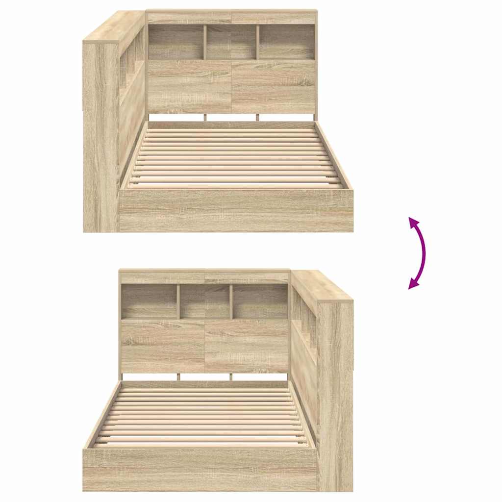 Bookcase Bed Sonoma Oak 75 x 190 cm Engineered wood