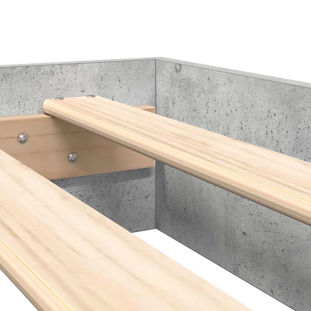 Bookcase Bed Concrete Grey 75 x 190 cm Engineered wood