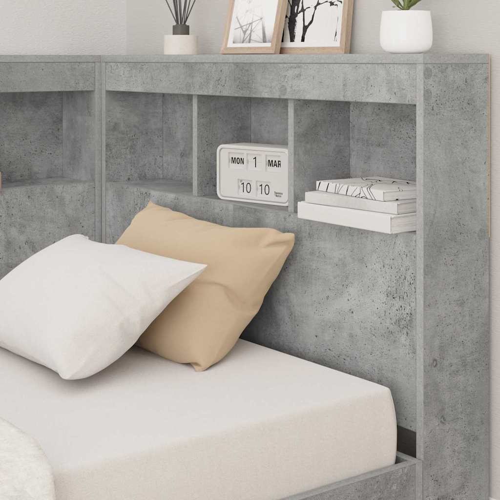 Bookcase Bed Concrete Grey 75 x 190 cm Engineered wood