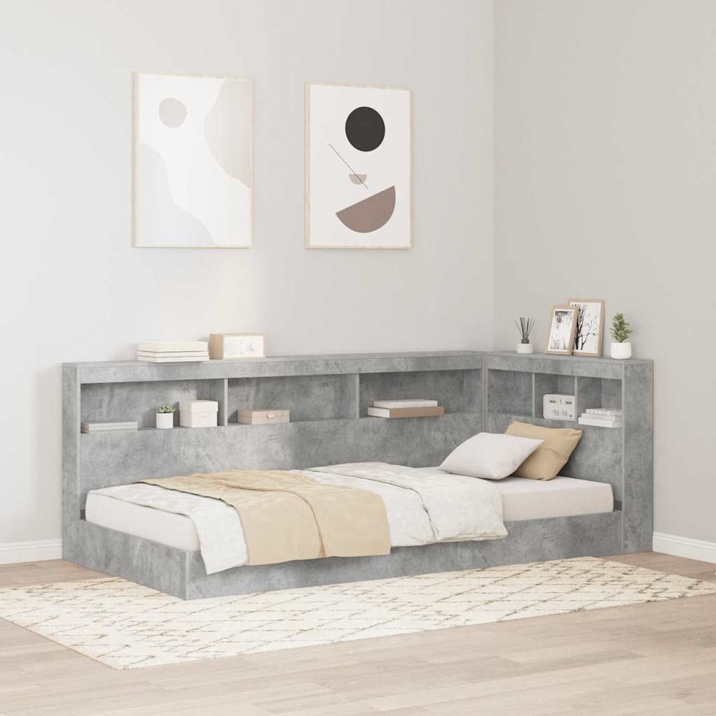 Bookcase Bed Concrete Grey 75 x 190 cm Engineered wood
