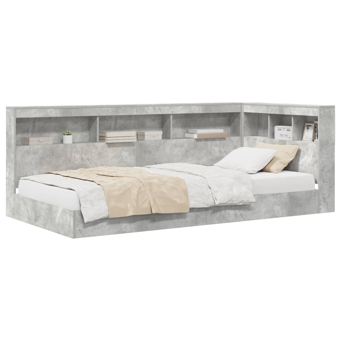 Bookcase Bed Concrete Grey 75 x 190 cm Engineered wood