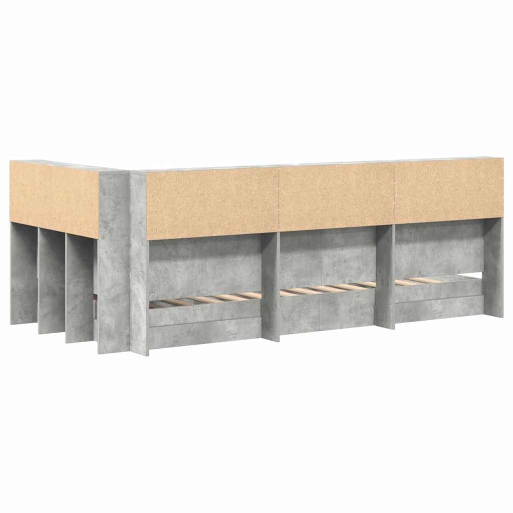 Bookcase Bed Concrete Grey 75 x 190 cm Engineered wood