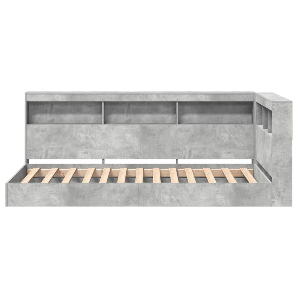 Bookcase Bed Concrete Grey 75 x 190 cm Engineered wood