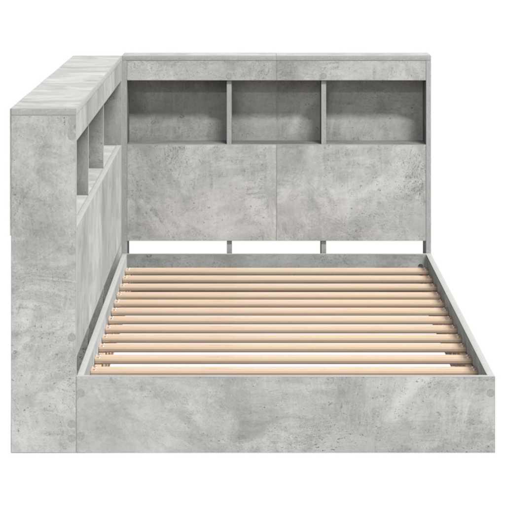 Bookcase Bed Concrete Grey 75 x 190 cm Engineered wood