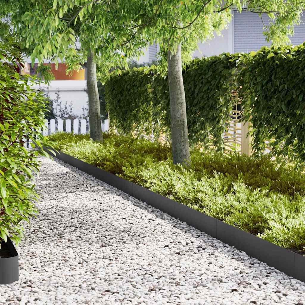 Lawn Edging 50 pcs Black 100 x 0.05 x 20 cm Cold Rolled Steel