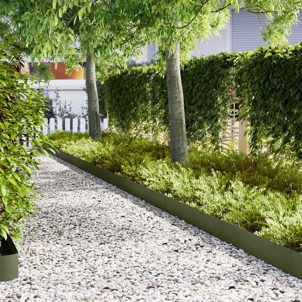 Lawn Edging 50 pcs Olive Green 100 x 0.05 x 20 cm