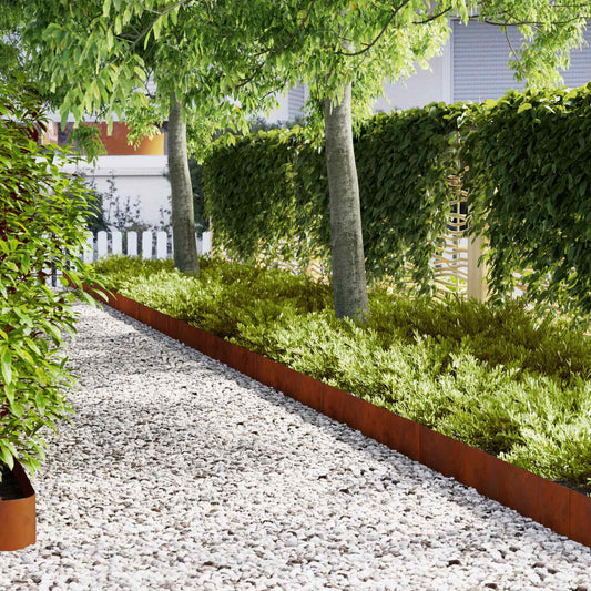 Lawn Edging 50 pcs 100 x 0.05 x 20 cm Weathering Steel Rusty