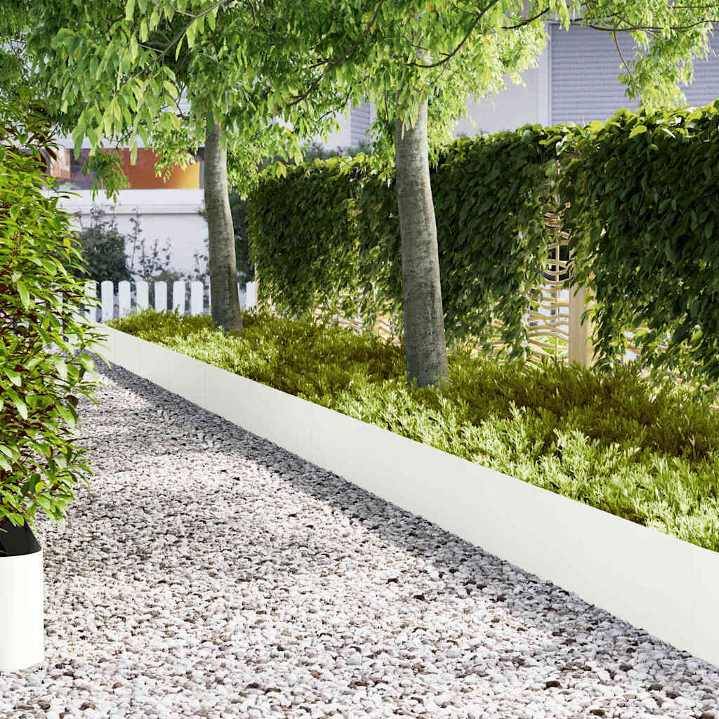 Lawn Edging 50 pcs 100 x 0.05 x 30 cm Cold Rolled Steel White