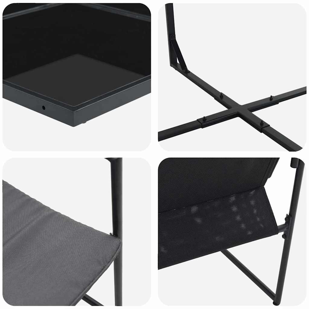 Garden Dining Set 9 pcs Black Steel