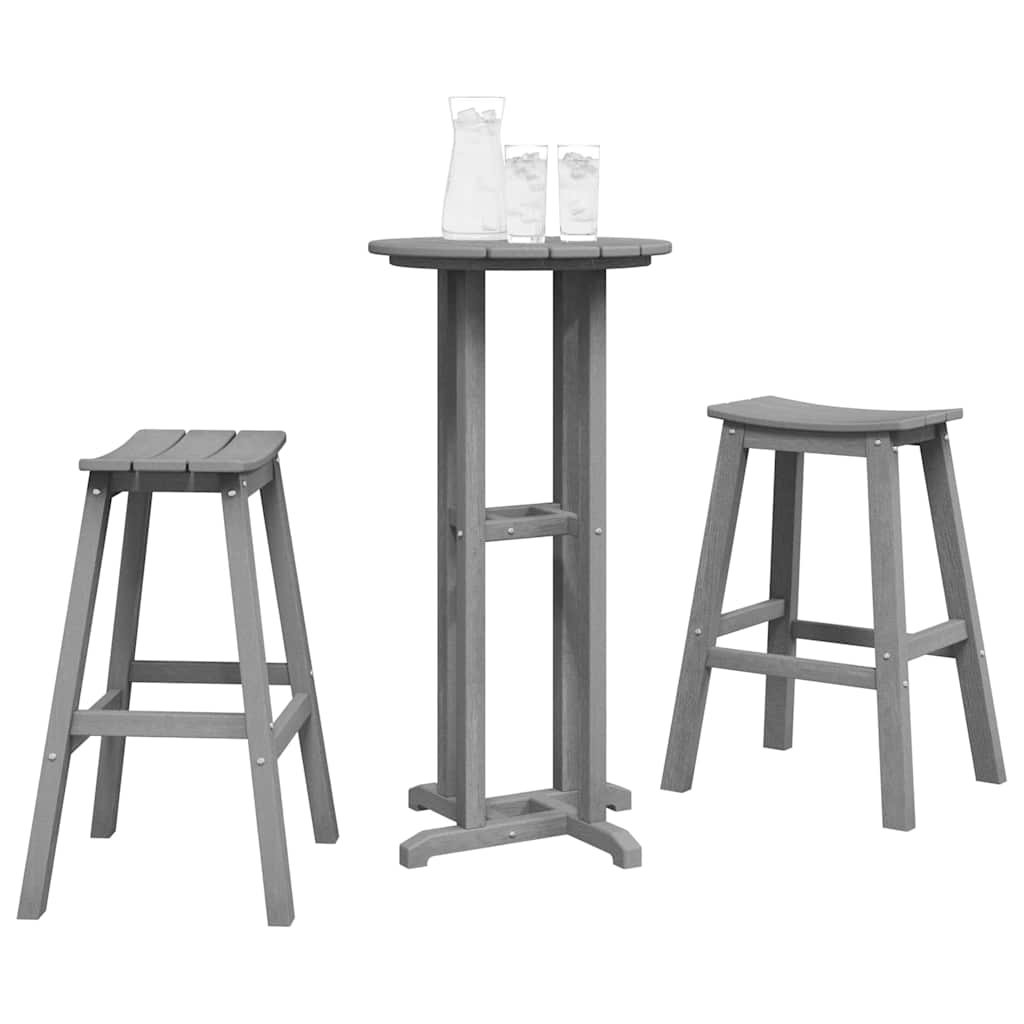 Garden Bar Set 3 pcs Light Grey HDPE
