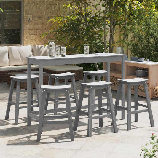Garden Bar Set 6 pcs Light Grey HDPE