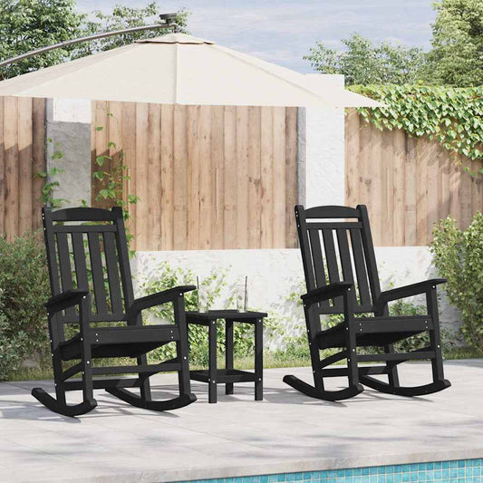 Rocking Chair 2 pcs Black Polyethylene