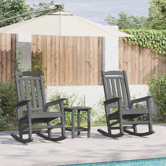 Rocking Chair 2 pcs Light Grey Polyethylene
