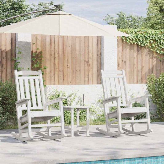 Rocking Chair 3 pcs White Polyethylene