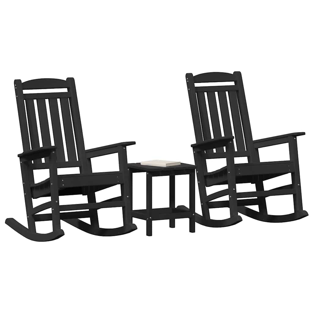 Rocking Chair 3 pcs Black Polyethylene