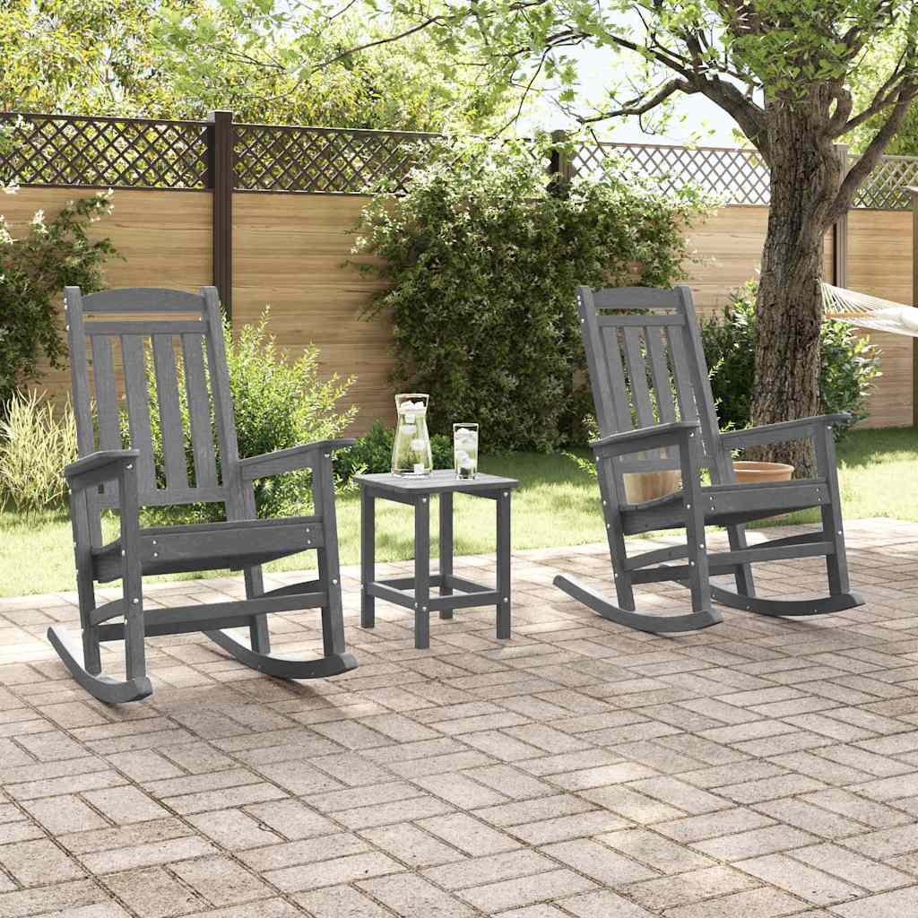 Rocking Chair 3 pcs Light Grey Polyethylene