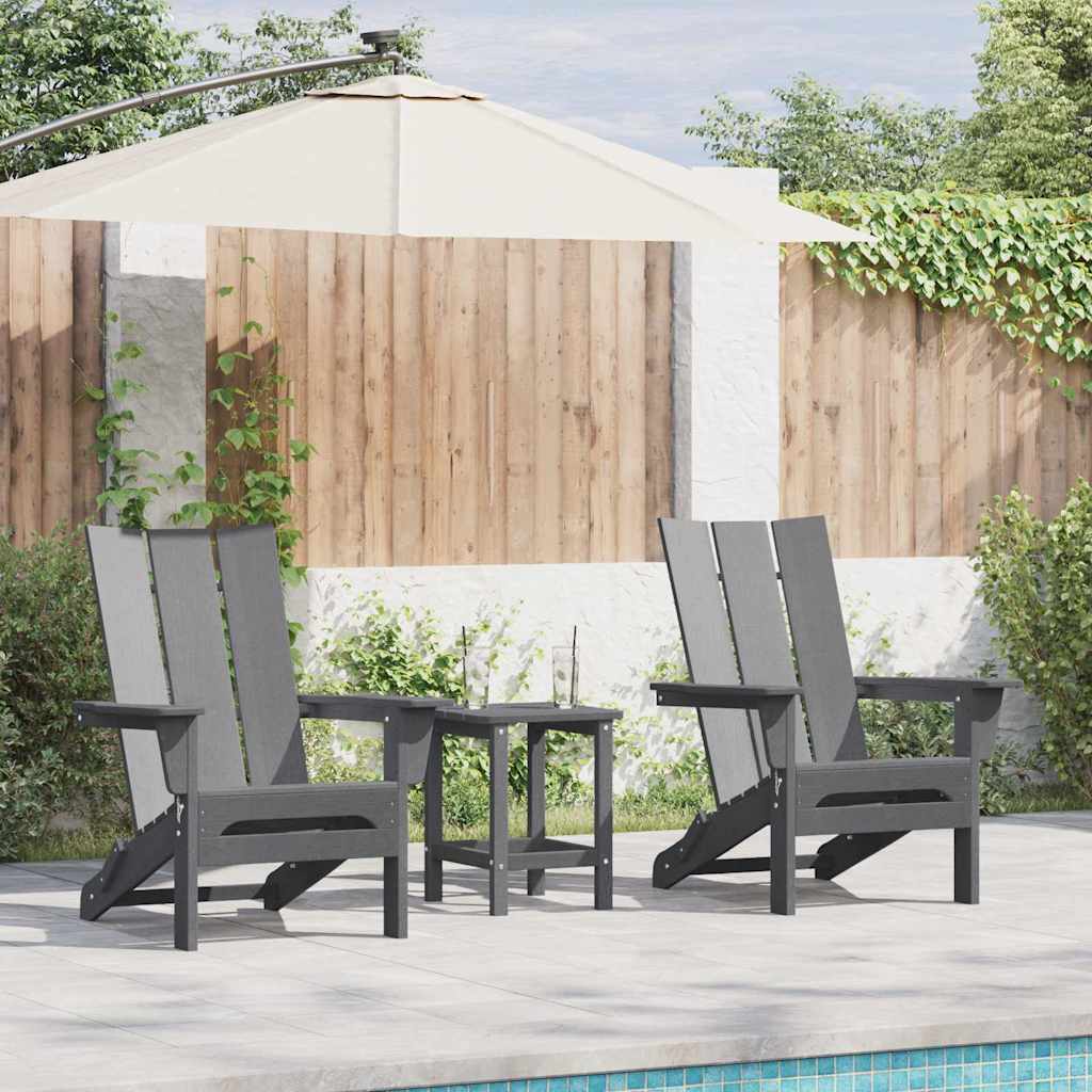 Garden Chair 3 pcs Light Grey 80.5 x 74.5 x 92 cm Polyethylene